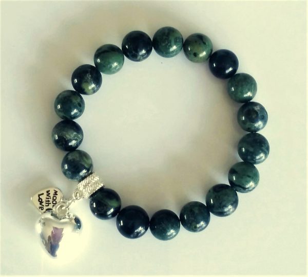 NZ Greenstone Pounamu Bracelet with Manawa Charm Pendant